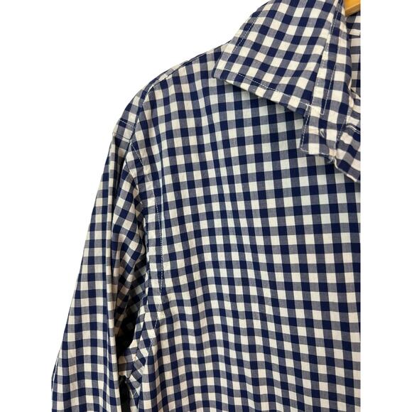 Club Monaco Blue White Checkered Button Down Casual Shirt Preppy Office Twee S - Picture 4 of 7